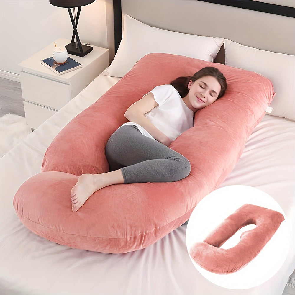 J-Shaped Full Body Pregnancy Pillow, 62-Inch Maternity Pillow with Removable Pillowcase, Large Size Back to Leg Support for Comfortable Pregnancy Sleep, Great Baby Shower and Holiday Gift