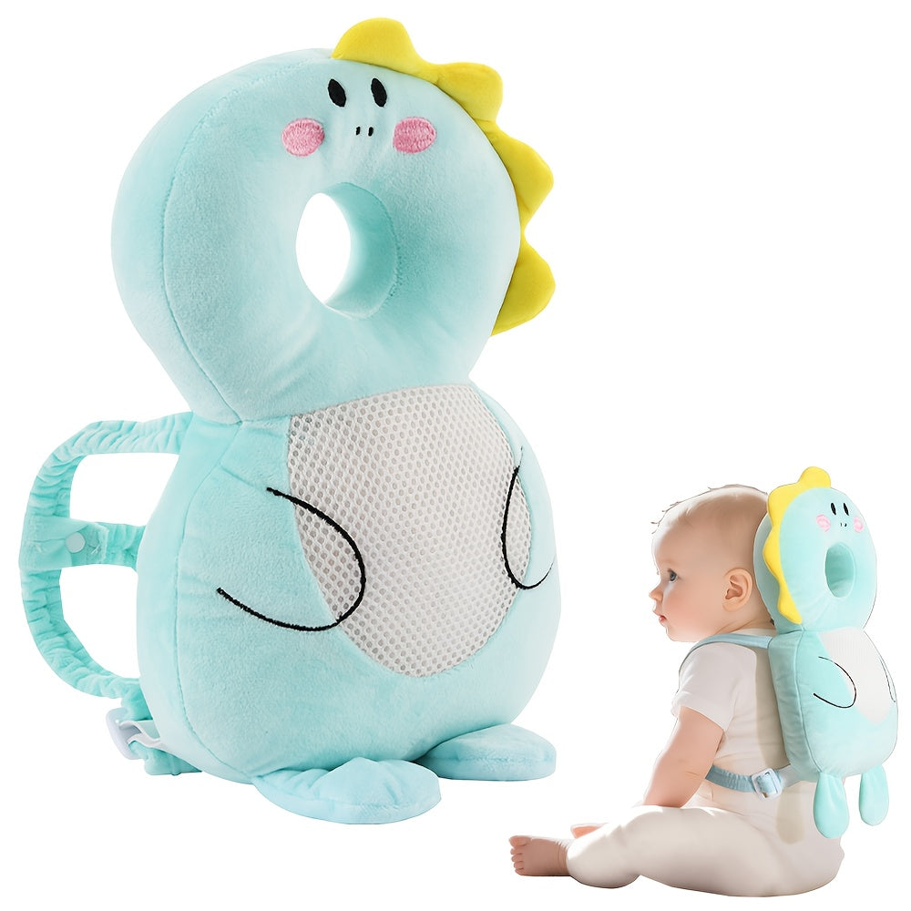 Baby Head Protector Backpack with Plush Animal Cushion, Adjustable Toddler Walking and Crawling Back Pad in Dinosaur, Duck, Tiger, Astronaut or Bunny