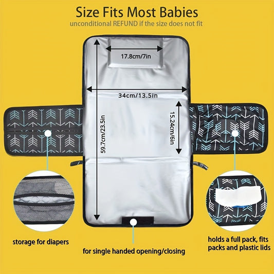 One-Handed Travel Changing Mat, Portable Diaper Changing Pad for Changing Bags & Changing Tables – Compact, Lightweight Design, Unisex Baby Shower & Holiday Gift Essential