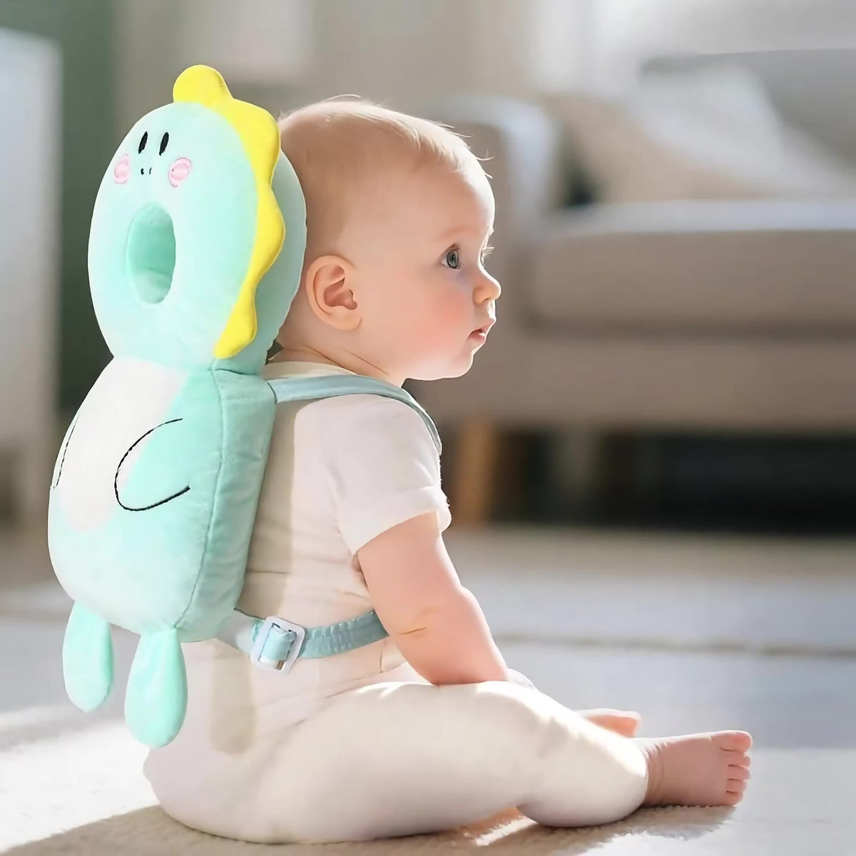 Baby Head Protector Backpack with Plush Animal Cushion, Adjustable Toddler Walking and Crawling Back Pad in Dinosaur, Duck, Tiger, Astronaut or Bunny