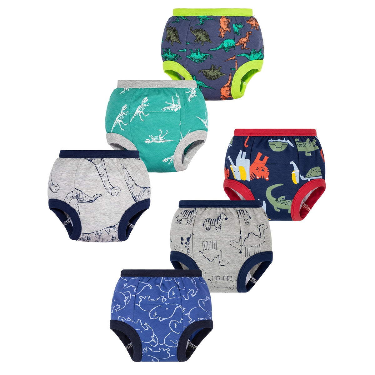 Cotton Training Underwear for Toddler Boys, 6-Pack Soft Absorbent Potty Pants, 100% Cotton, Sizes 12-24M to 5T