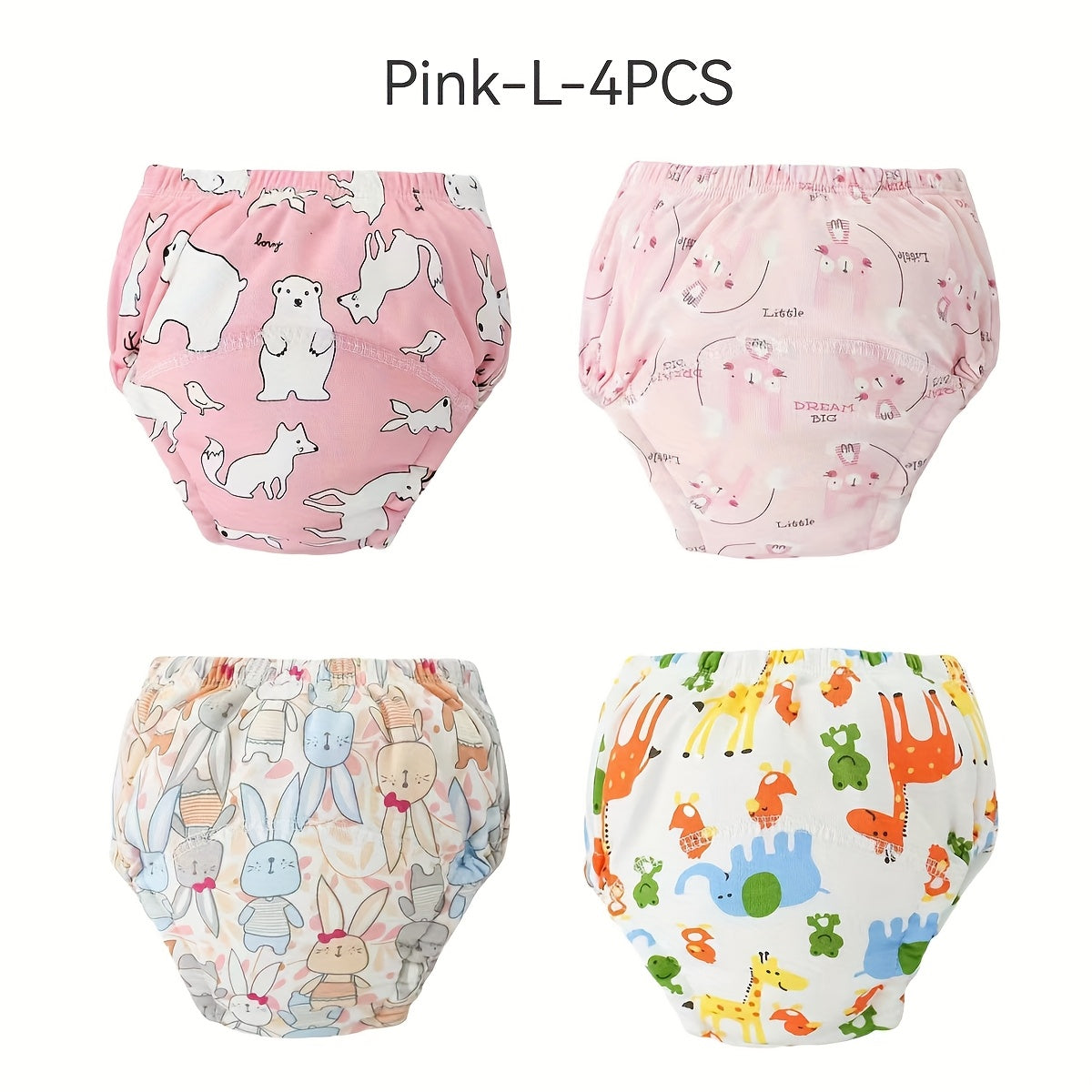 Reusable Washable Toddler Training Pants, 4pcs or 8pcs Pack, Breathable Elastic Waistband Cloth Diapers for Toilet Training, Cute Dog & Animal Prints, Potty Training Gift for Boys and Girls