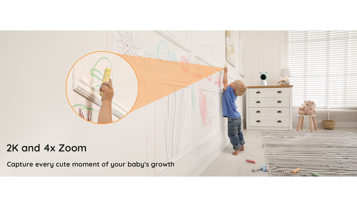 2K WiFi Baby Monitor with 5-Inch Screen and Camera, BOIFUN Nursery Video Monitor with Night Vision, Auto Tracking, Two-Way Audio and Smartphone App