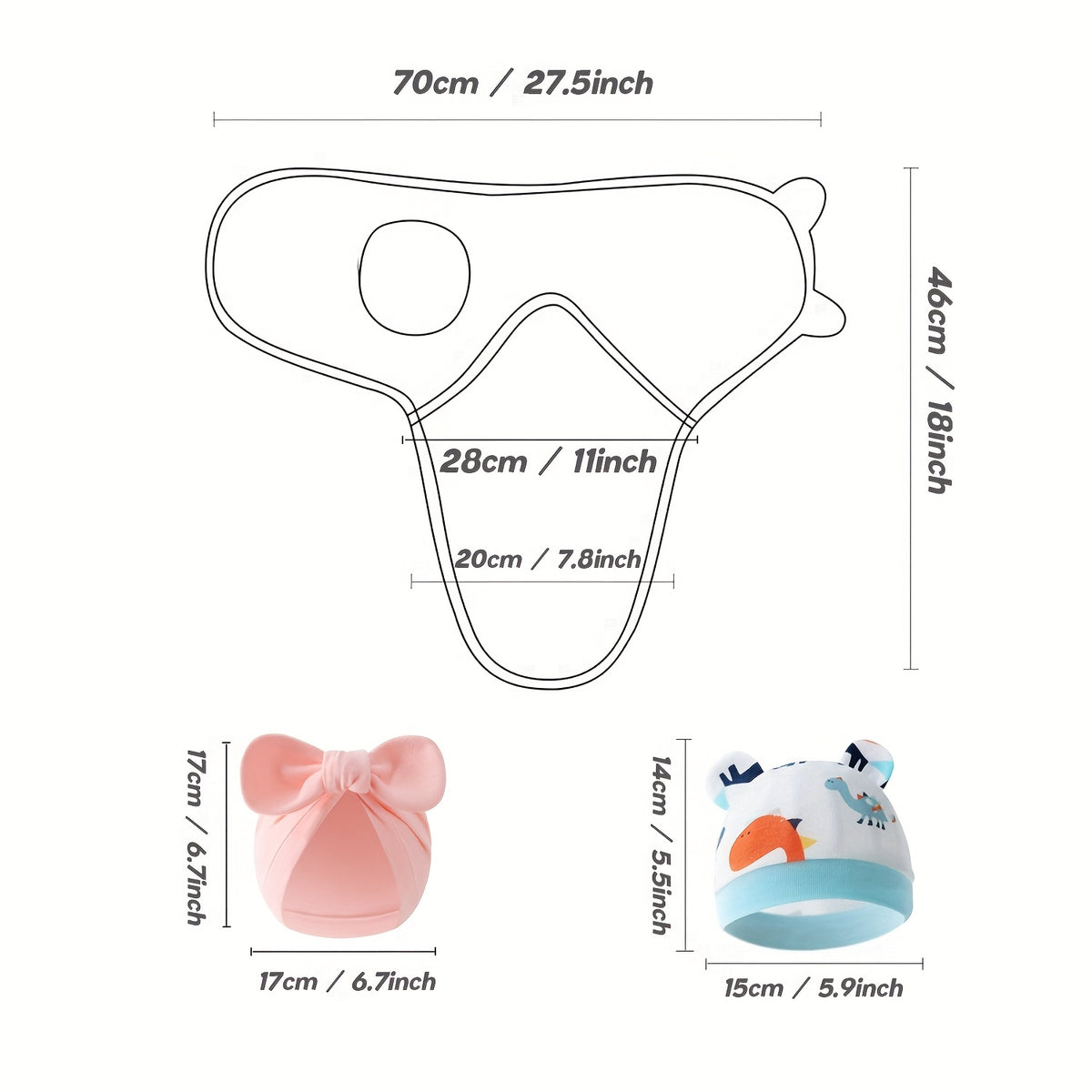 Newborn Blanket and Hat Set for 0 to 3 Months, Coordinated Baby Wrap and Cap in Multiple Color and Print Styles for Coming-Home Photos and Gifting