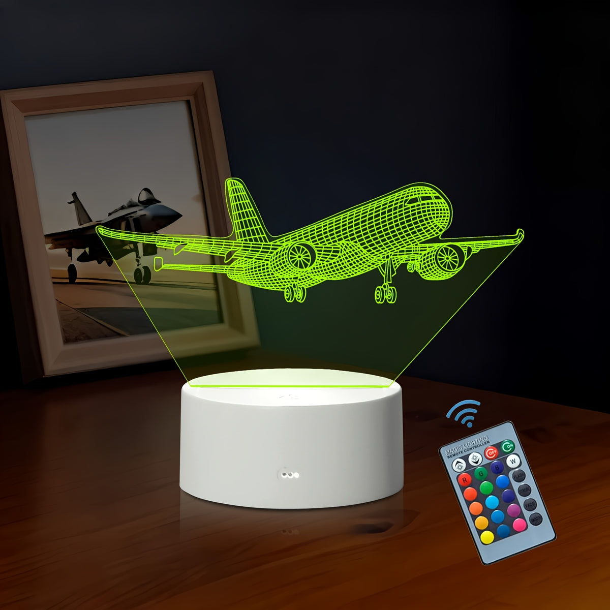 Airplane Night Light with 3D Illusion Design, 16 Touch-Control Color Options and Plug-In Base for Bedroom or Nursery Decor Gifts