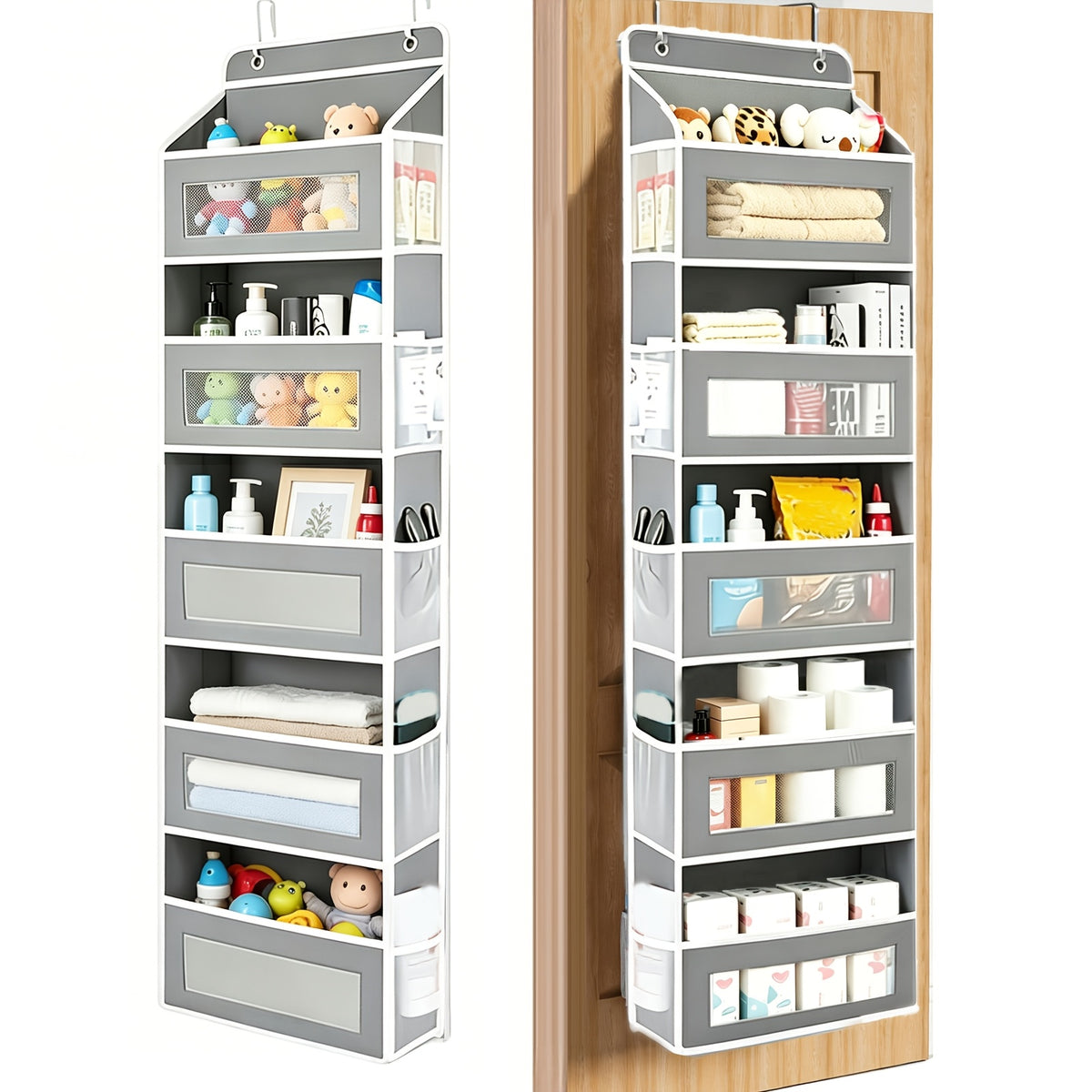 5-Shelf Over-the-Door Organizer with 10 Storage Pockets, No-Drill Hanging Door Storage for Nursery, Bedroom, Bathroom and Pantry Essentials