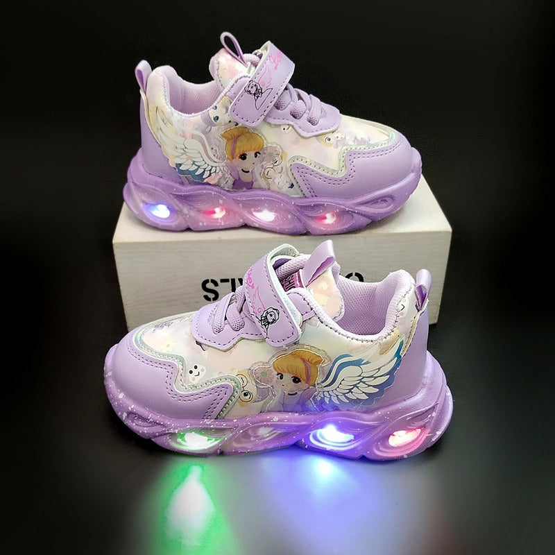 LED Light-Up Sneakers for Girls - Glow-in-the-Dark Casual Running Shoes, Fun Princess Style Light Up Shoes for Little Girls, Lightweight Everyday Wear