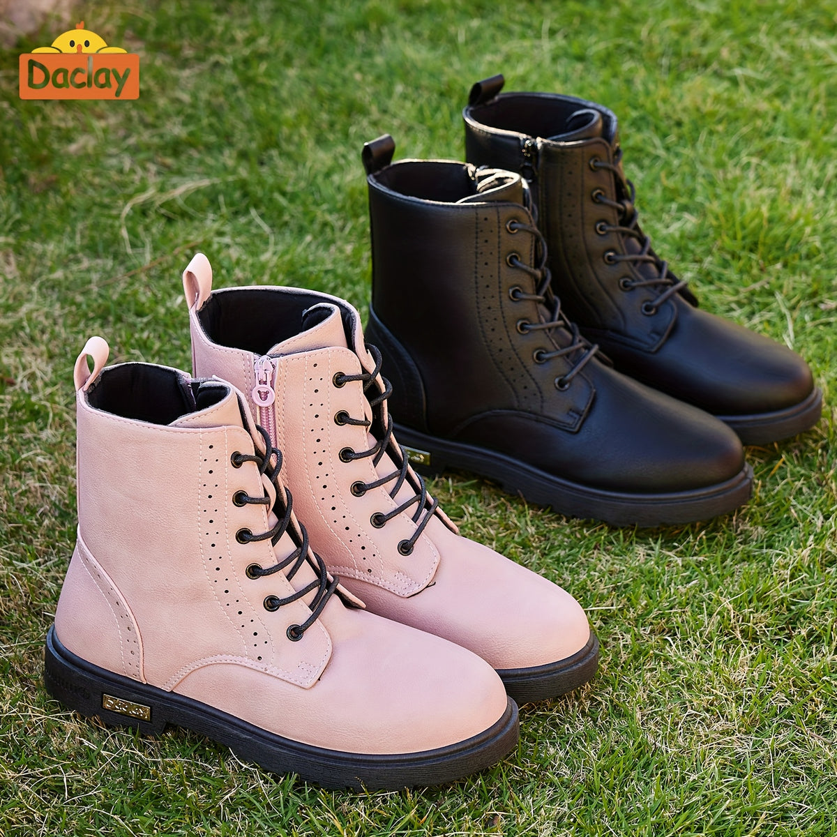 Boys Casual Boots in Black by Daclay, Solid-Color Slip-Resistant Outdoor Footwear for Toddler, Little Kid and Big Kid Fall and Winter Wear