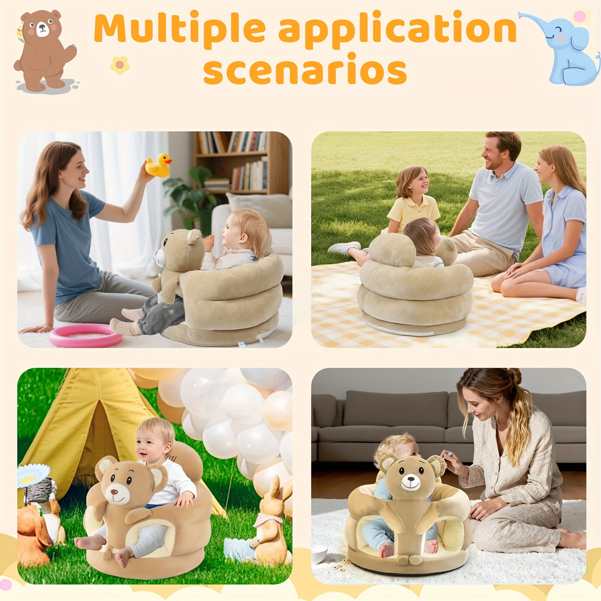 Baby Sofa Support Seat for Sitting Up, Plush Sit Me Up Floor Chair for Infants 0-12 Months, Padded Baby Seat for Posture and Muscle Development, Cozy Infant Lounger Chair
