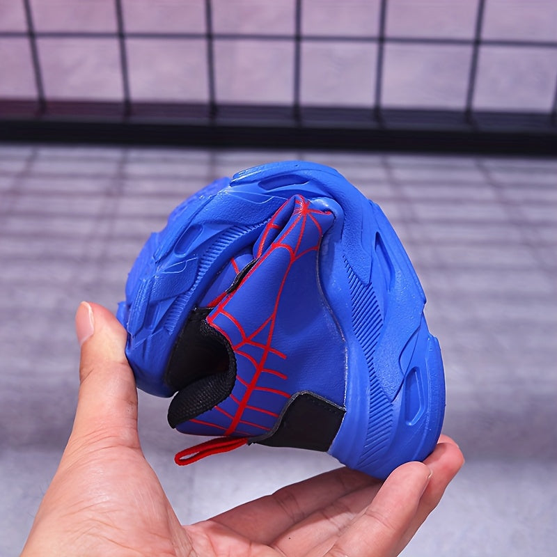 Boys LED Light-Up Mesh Sneakers with Spider-Inspired Design, Red Blue or Black Casual Running Shoes for Toddler, Little Kid and Big Kid Sizes
