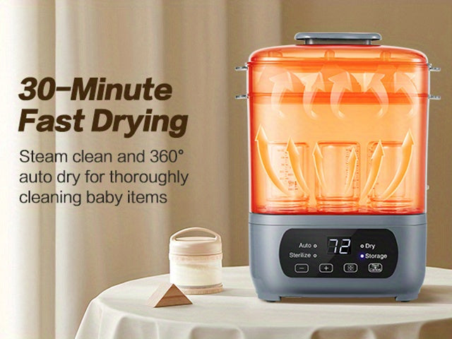 Modular Baby Bottle Steamer and Dryer with LED Touch Screen and Auto Shut-Off, Electric Countertop Care for Compatible Bottles and Pump Parts
