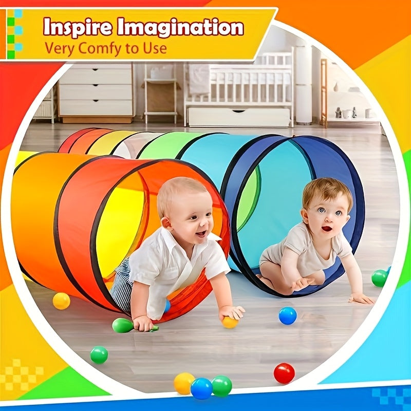 Baby Crawling Tunnel in Rainbow Colors, Indoor Sensory Play Tube for Crawlers and Toddlers, Portable Playroom Activity for Movement and Exploration