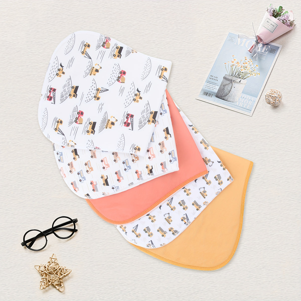 Baby Burp Cloths 10-Piece Set with Printed Style Options, Newborn Spit-Up Cloths and Washcloths for Boys and Girls, Everyday Feeding Essentials
