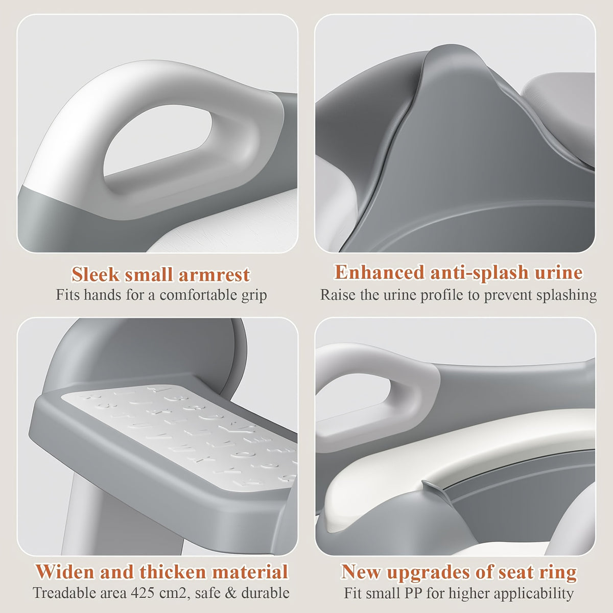 Toddler Potty Seat with Safety Harness, 3-in-1 Foldable Portable Toilet Trainer and Adjustable Step Stool for Boys and Girls
