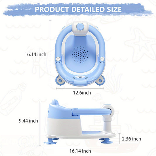 Bear Baby Bath Seat with 4 Suction Cups and Soft Cushion, Compact Bathtub Chair for Sitting Babies 6 Months and Up with Adult Supervision