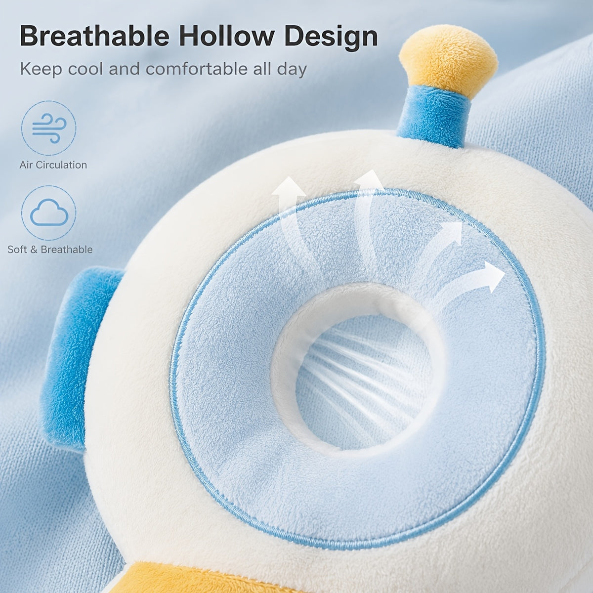 Infant Anti-Fall Cushion Backpack with Astronaut Plush Design, Adjustable Straps and Soft PP Cotton Padding for Crawling and First Steps