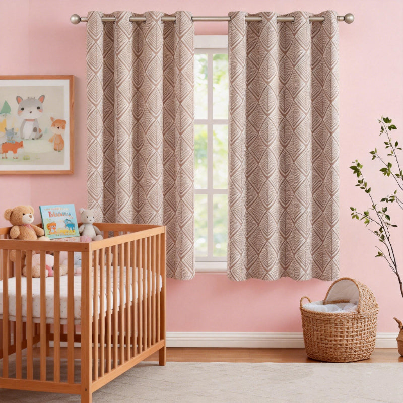 Washable Nursery Blackout Curtains, 2 Polyester Grommet-Top Panels with Thermal Lining in Blue or Matcha Green, Multiple Window Sizes