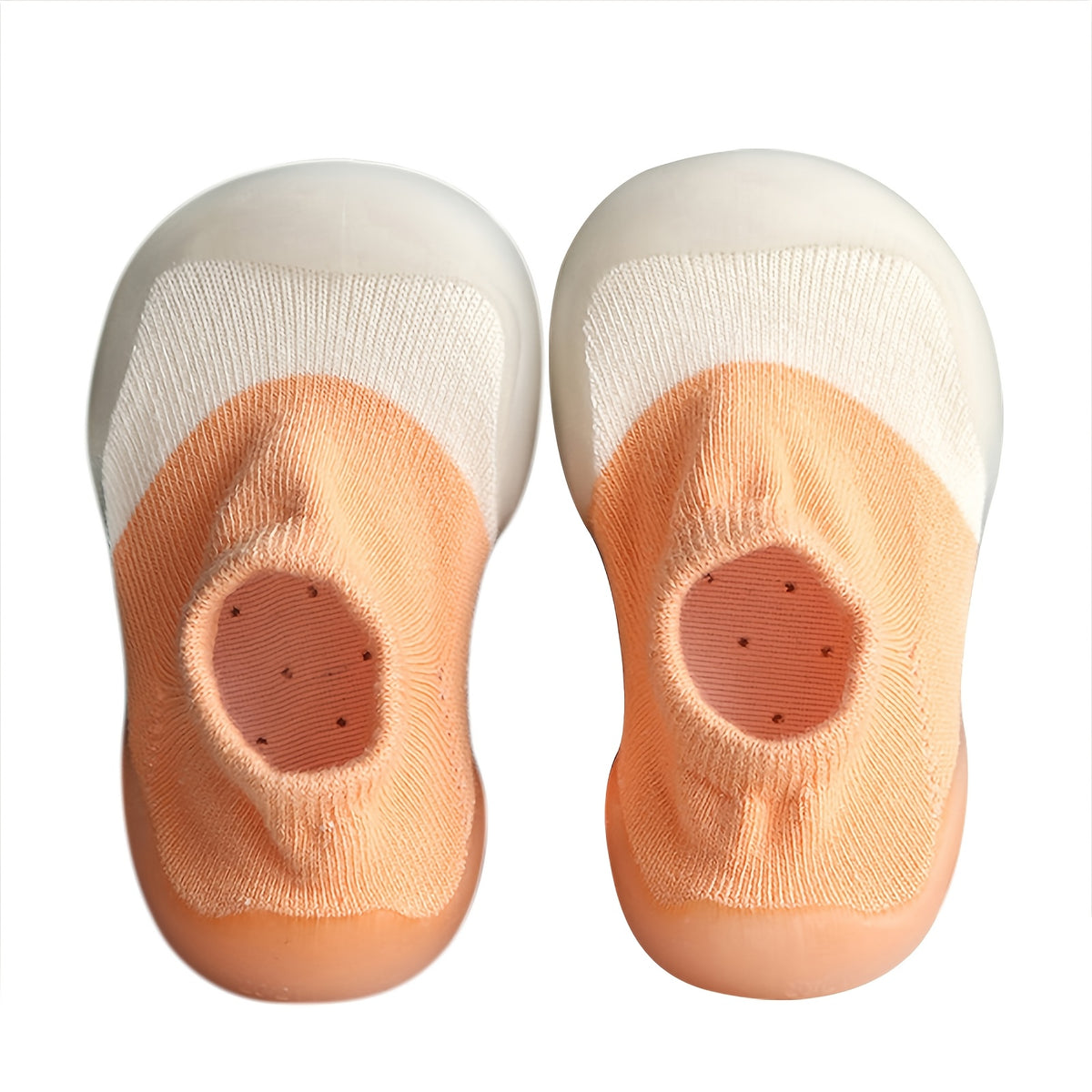 Baby Sock Shoes with Soft Rubber Soles, Slip-On Knit Infant Walking Shoes and Non-Slip Floor Slippers for Boys and Girls in Pink, Orange or Yellow