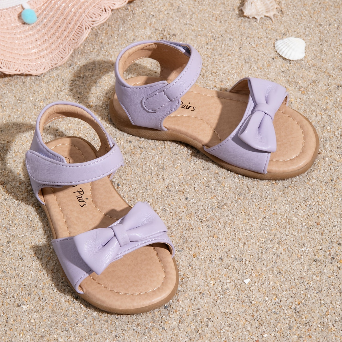 Girls Bow Sandals by DREAM PAIRS with Hook-and-Loop Fastener | Round-Toe TPR Sole Summer Shoes for Toddler, Little Kid and Big Kid Outings