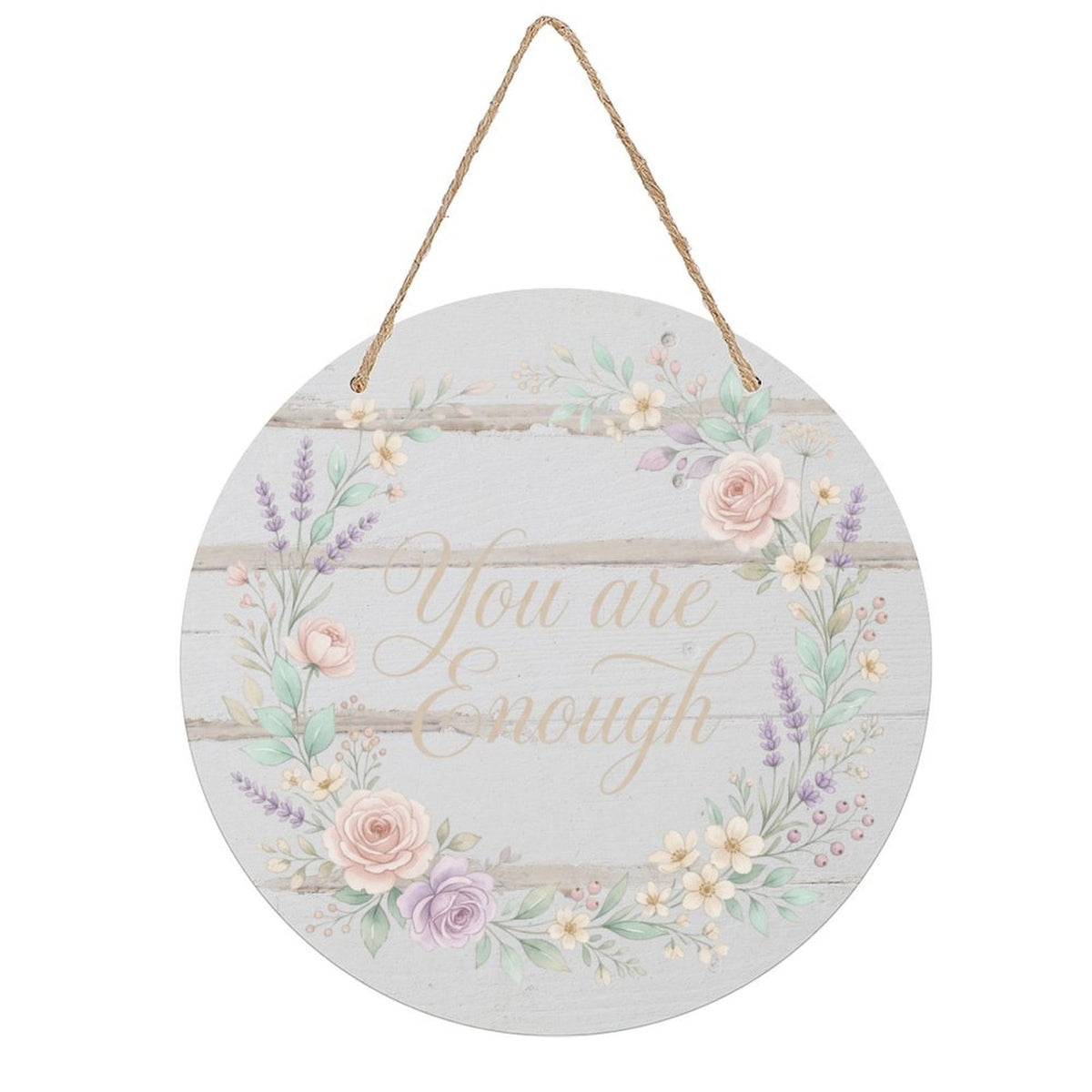 8-Inch Round Wood Door Sign with 2D Flat Print, Decorative Nursery and Home Door Hanger for Seasonal Wall, Patio or Garden Display, Flat Printed Circle Plaque