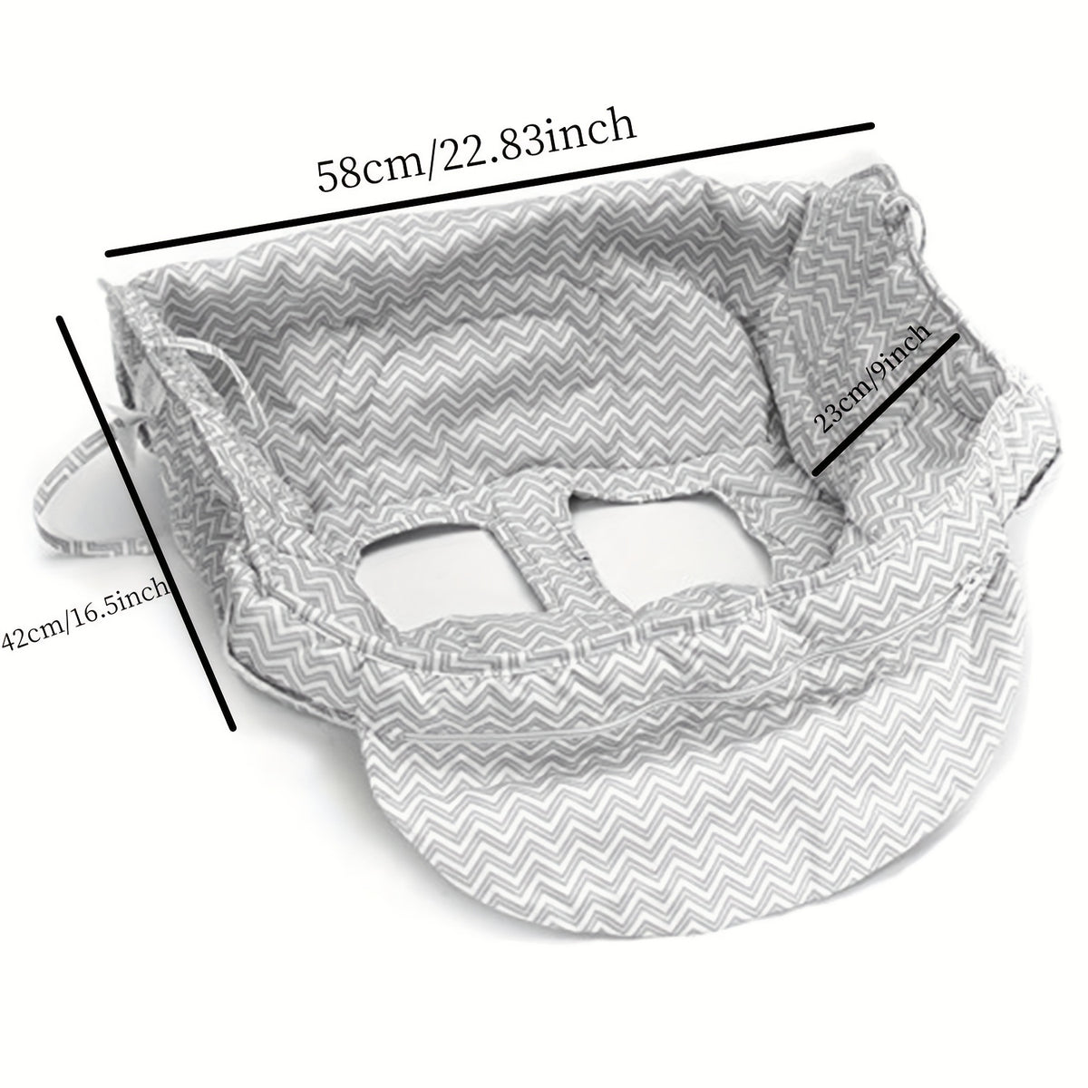 High Chair and Shopping Cart Seat Cushion, Thickened Padded Baby Seat Cover with Front and Back Straps, Machine-Washable Black Circle Style
