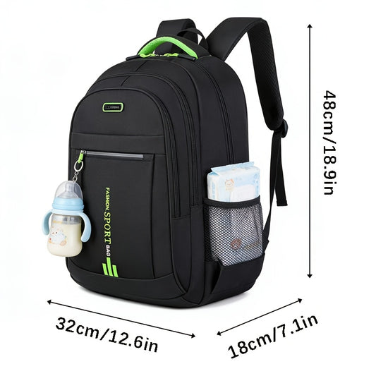 Utility-Pocket Diaper Backpack for Moms and Dads, Large-Capacity Multi-Compartment Baby Bag with Casual Tassel Detail for Travel and Daily Essentials