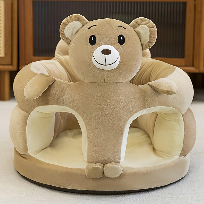 Plush Toddler Floor Seat with Back Support, Cartoon Elephant or Bear Baby Sofa Chair for Supervised Sitting and Play in Nursery or Living Room