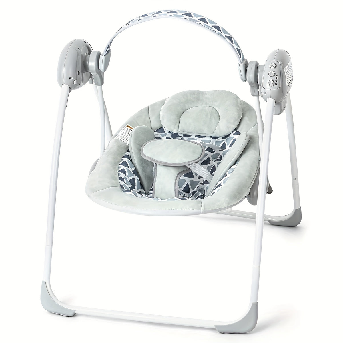 Portable Infant Swing with Timing Function, Green Grey or Pink Baby Activity Seat for Supervised Awake Use, Listed 0–6 Months and 6–20 lbs