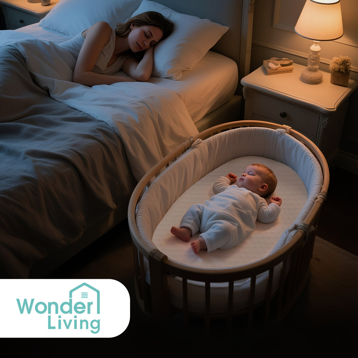 Bassinet Mattress Oval Foam with Removable Waterproof Cover, Baby Cradle Mattress in 15 x 30, 18 x 29 or 20 x 33 Inch Size Options