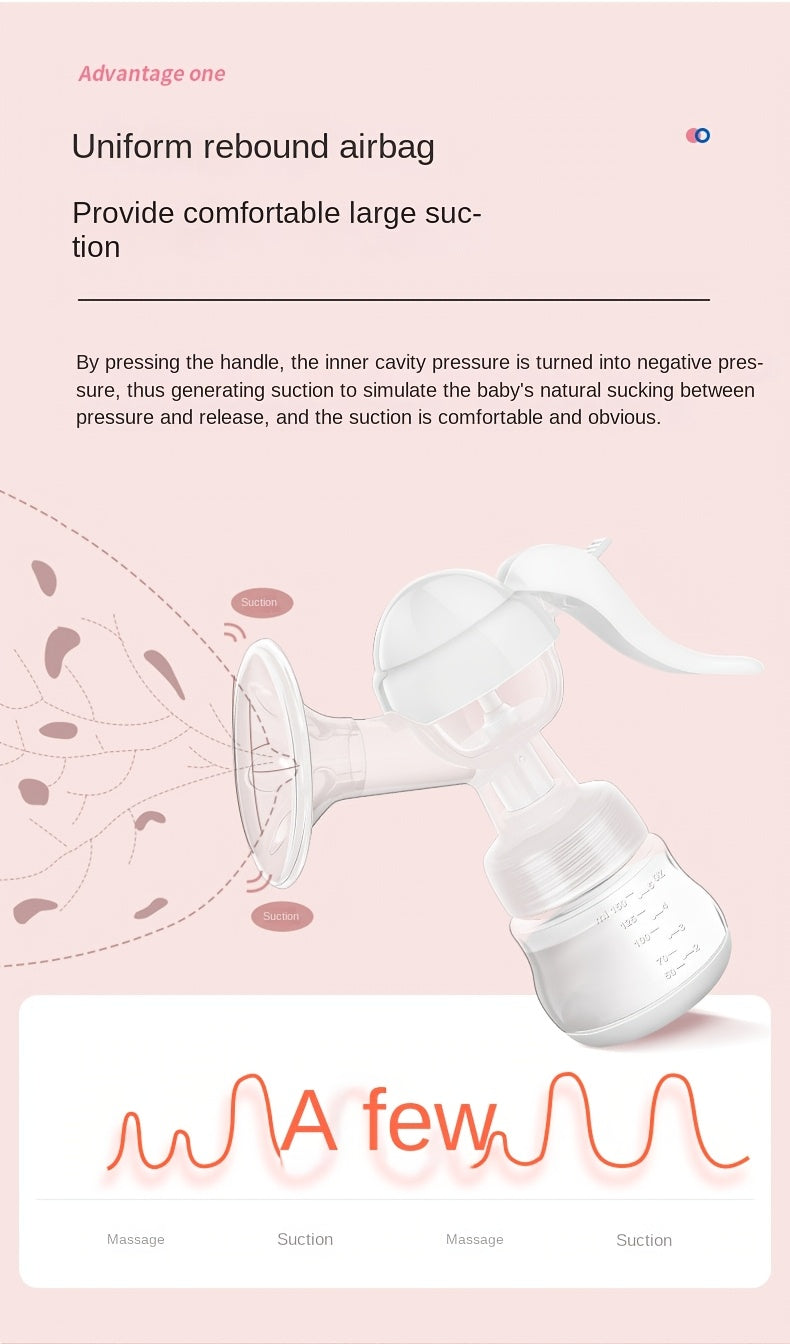 Manual Breast Pump with 5.07 oz Collection Bottle, Portable Hand-Operated Milk Expression Pump with Lever Handle in Purple or White for Nursing Moms