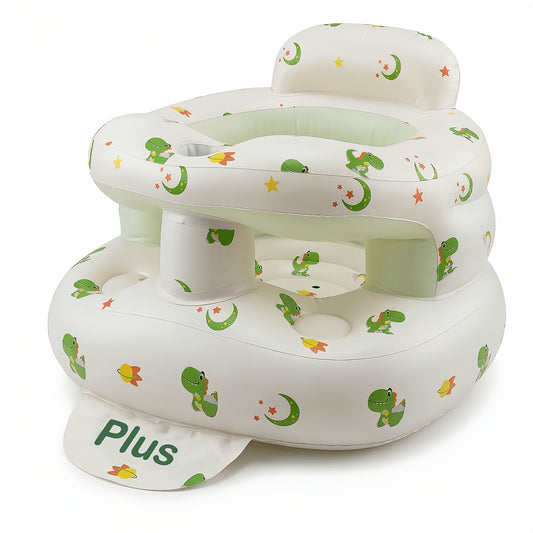 Inflatable Baby Seat, Wide-Base XL Sit-Me-Up Floor Chair with Built-In Air Pump for Supervised Sitting and Feeding, Ages 3–36 Months