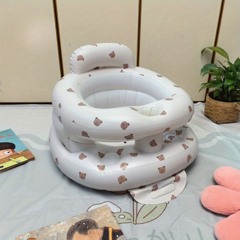 Portable Inflatable Baby Chair with Backrest and Armrests, Love Bunny Dinosaur or Little Bear Floor Seat for Supervised Awake Sitting at Home