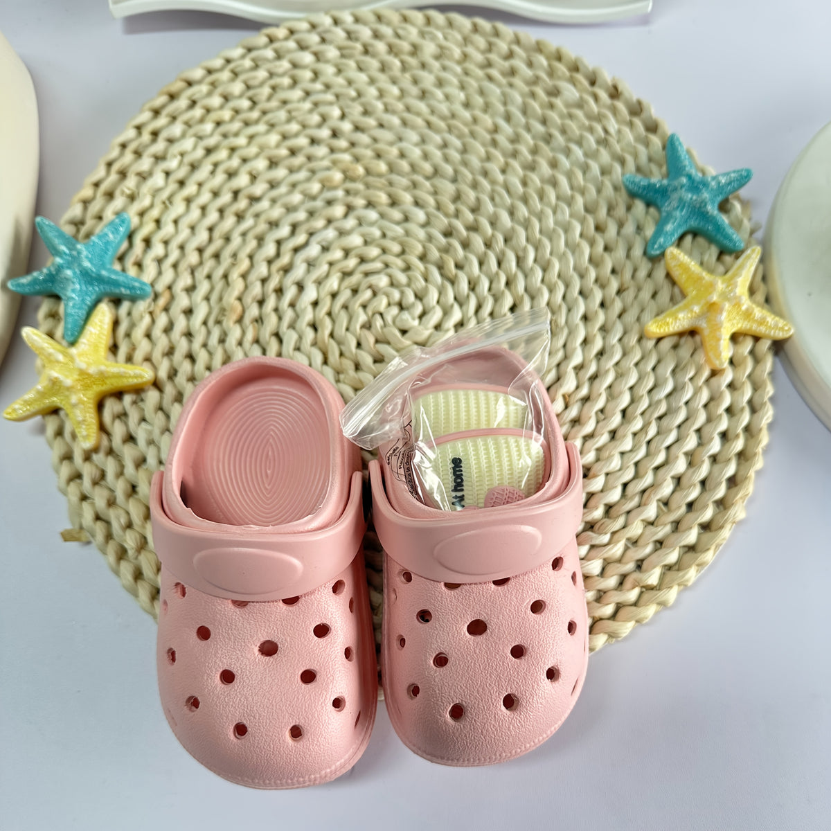 Kids EVA Bow Clogs for Girls, Thick-Sole Anti-Slip Slip-On Shoes in Black or Beige for At-Home Wear and Everyday Casual Outfits
