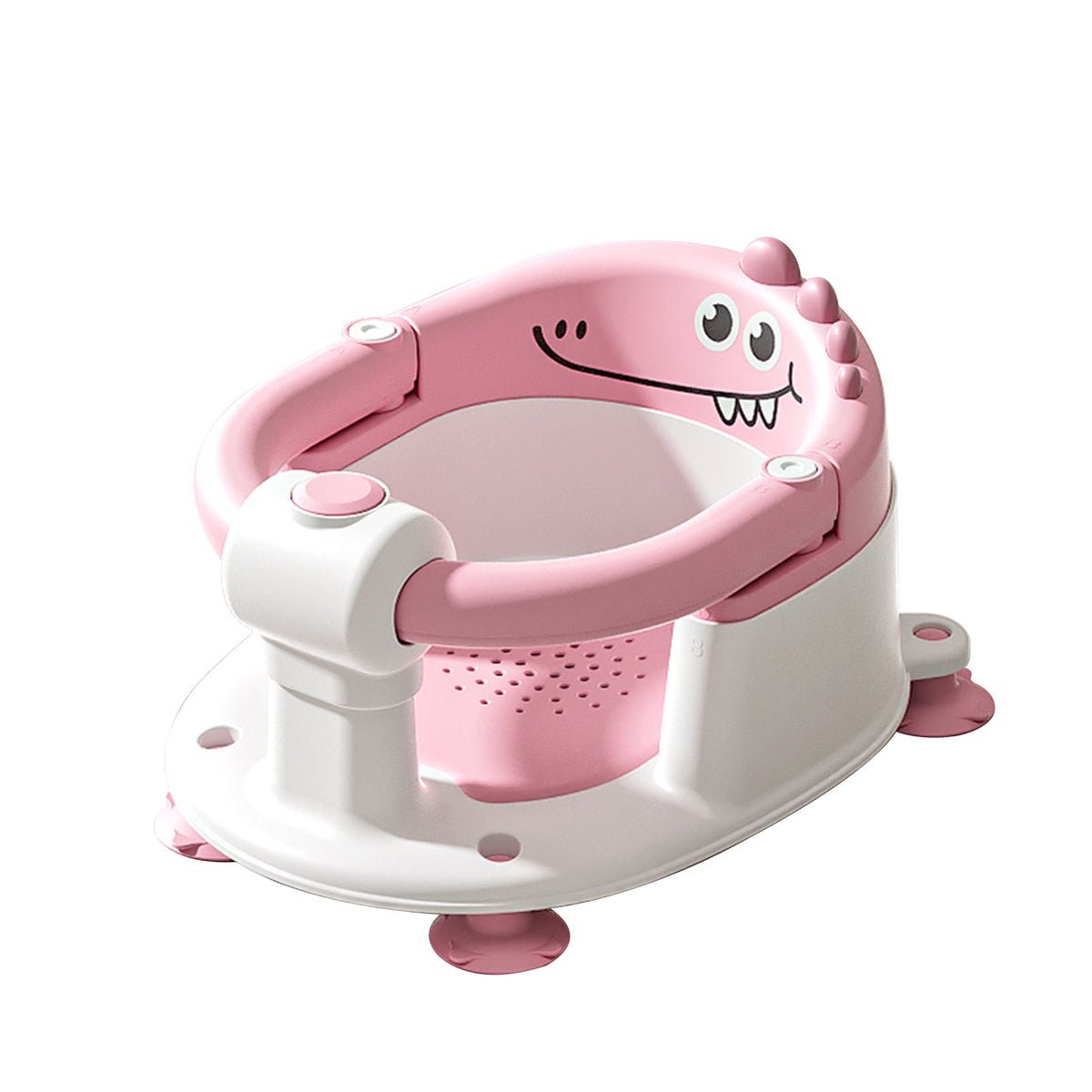 Dinosaur Infant Bath Chair with Soft Cushion and Suction Cups, Non-Slip Baby Bath Seat for Independently Sitting Babies 6 Months and Up with Adult Supervision