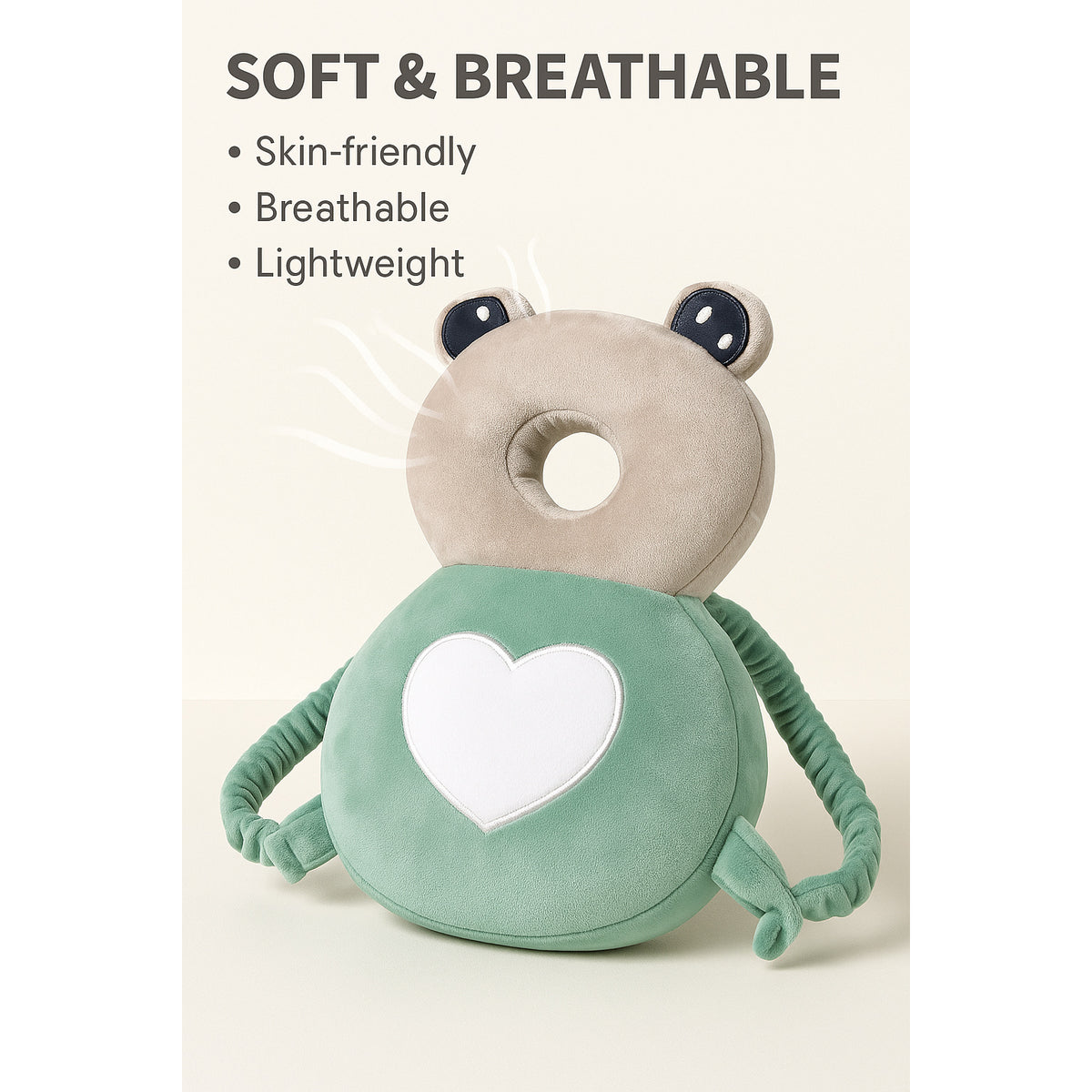 Toddler Head Protection Backpack with Plush Animal Back Cushion, Adjustable Shoulder and Chest Straps for Supervised Crawling and First Steps