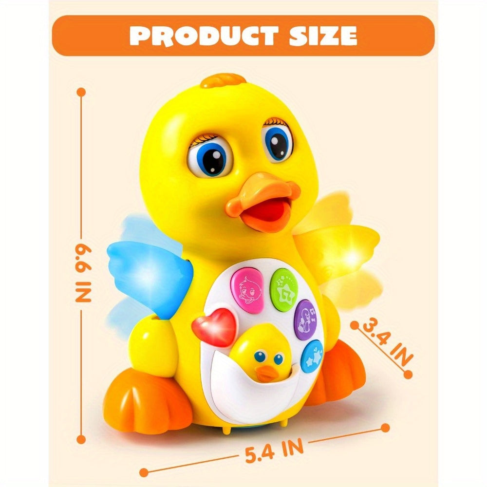 Dancing Musical Duck Toy with Lights and 7 Melodies, Yellow Interactive Activity Toy for Supervised Floor Play, Requires 3 AA Batteries
