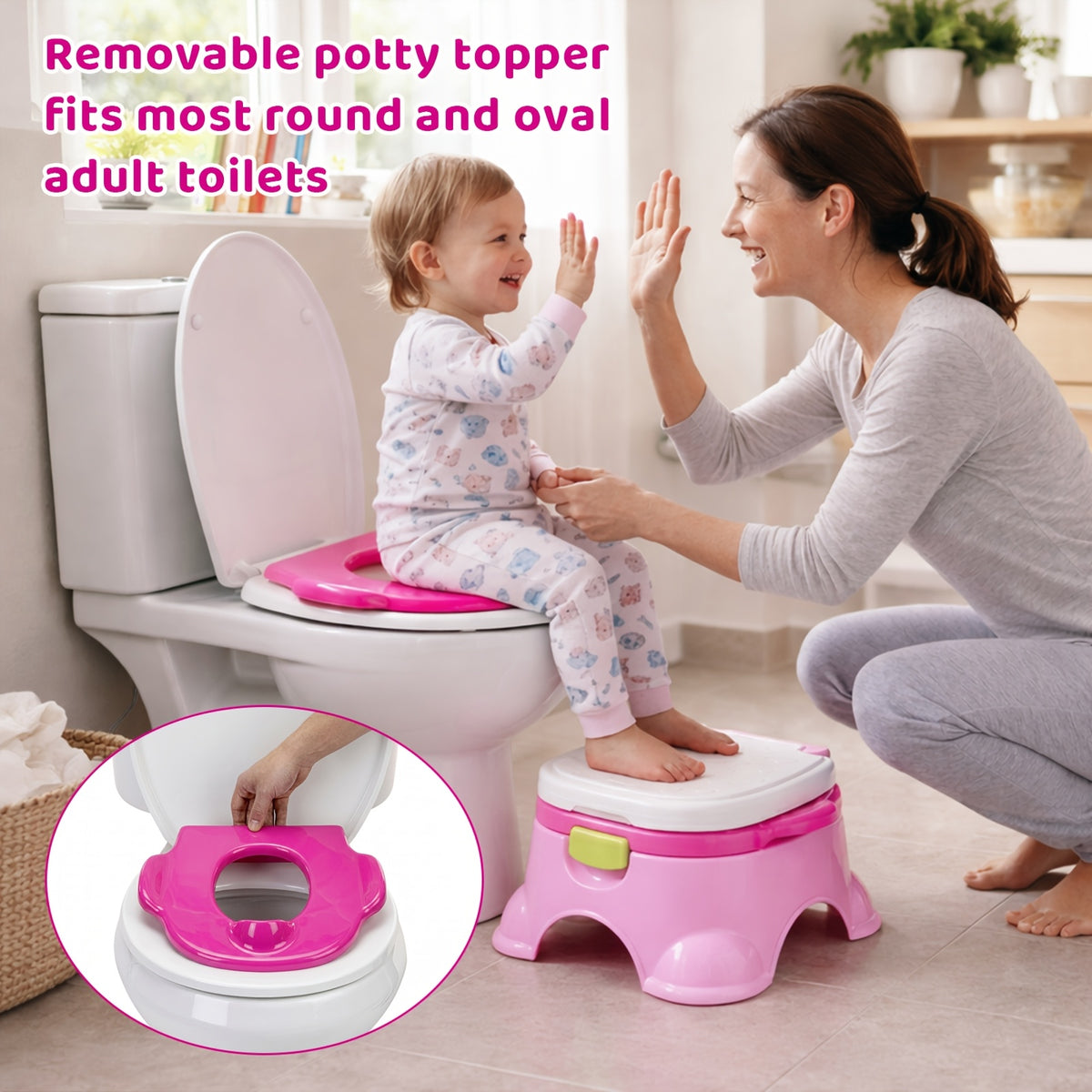 Toddler Potty Chair 3-in-1 Toilet Training Set with Removable Seat Ring and Step Stool for Boys and Girls Learning Independent Bathroom Routines