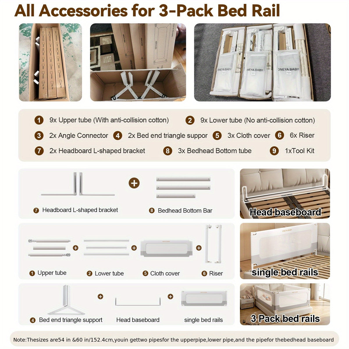 Adjustable Toddler Bed Rail Guard for Full, Queen or King Beds, 28-Inch-High Screw-Fix Bedside Safety Barrier in Four Length Options for Kids
