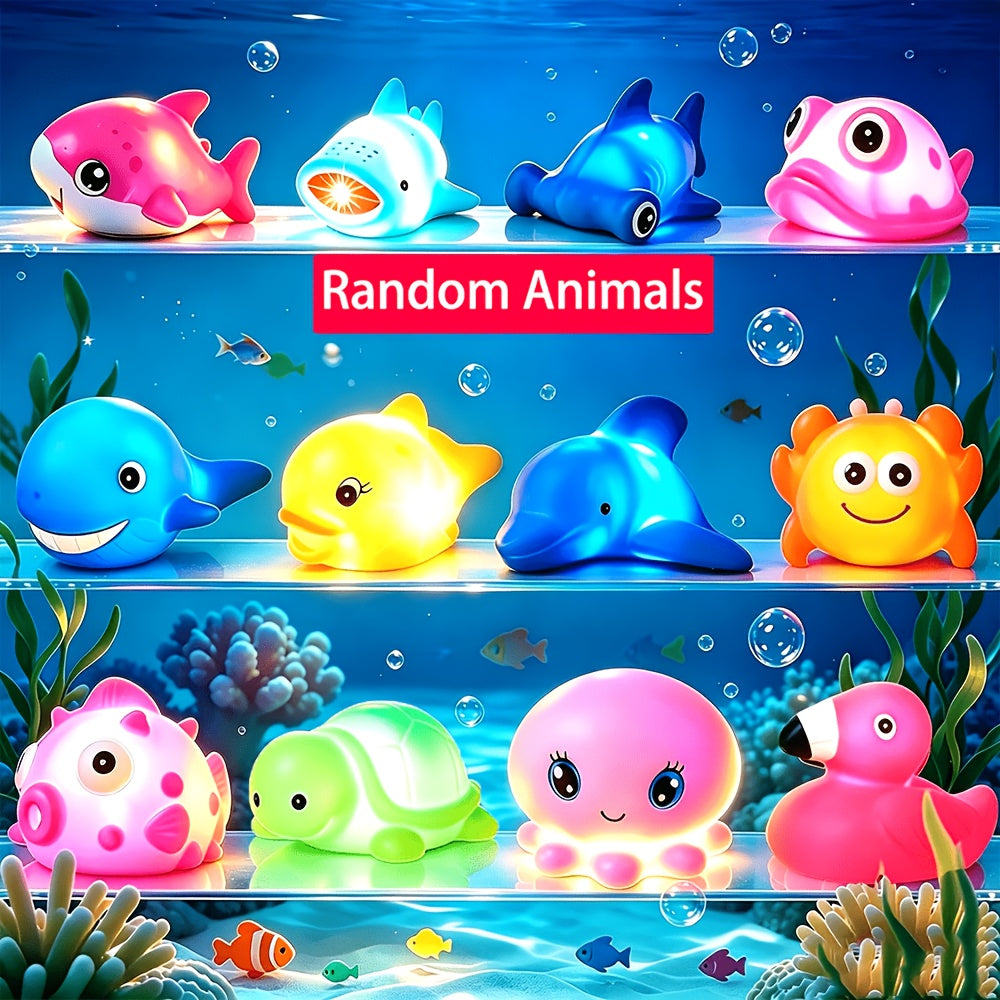 Flashing Floating Bath Toys 2-Pack, Light-Up Animal Shapes in Random Designs for Colorful Bathtub Play and Supervised Kids Water Activities