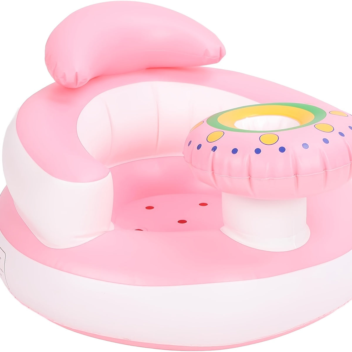 Inflatable Baby Seat with UFO-Style Design, PVC Sit-Up Floor Chair for Supervised Play and Sitting Practice, Blue and White or Pink and White Color Options