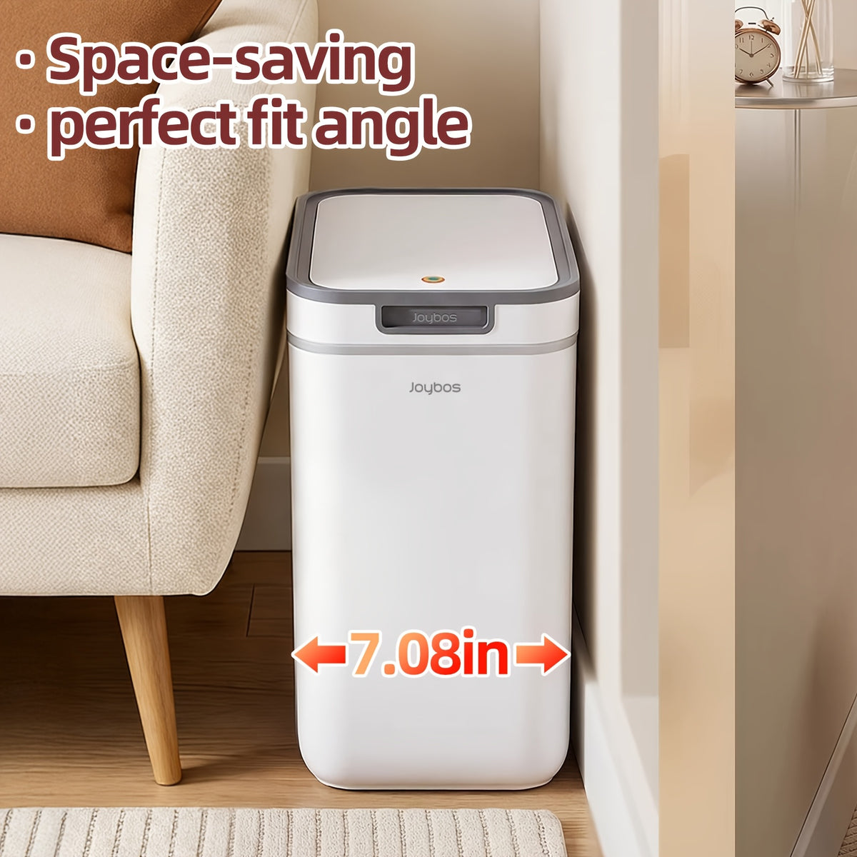 Push-Lid Bathroom Trash Can Set, Slim Plastic Waste Bins for Small Spaces with Removable Bag Rings, 2.4 and 3.6 Gallon Sizes for Home or Office