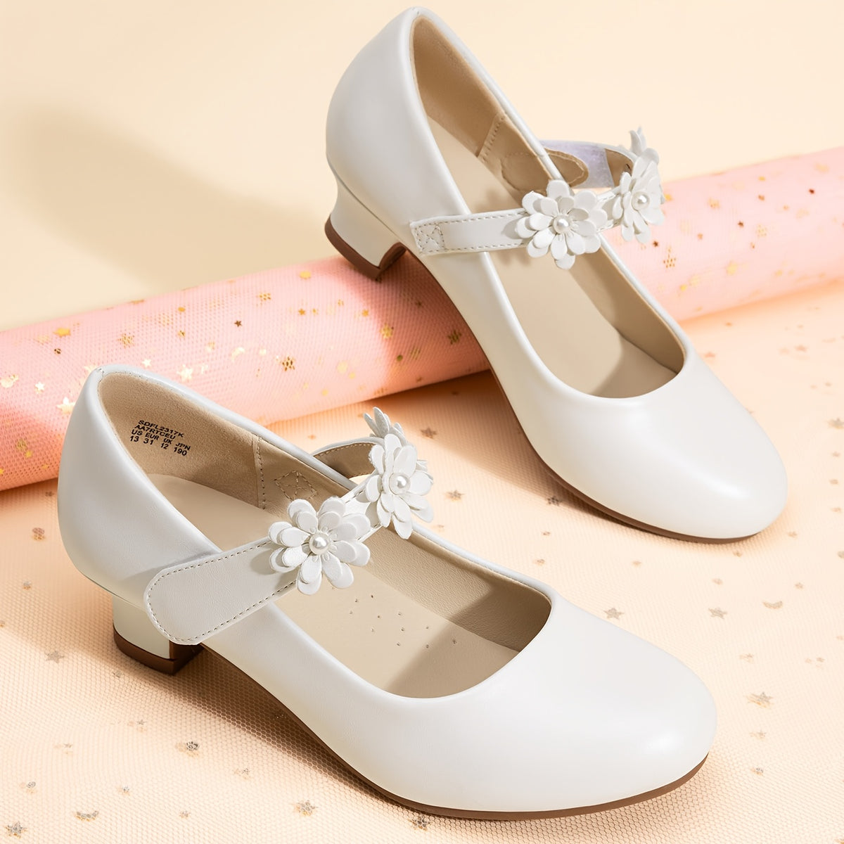 Rhinestone Ballet Flats for Girls, Mary Jane Dress Shoes with a Shimmering Look, Round-Toe Slip-On Party Shoes for Toddlers and Big Kids, Weddings