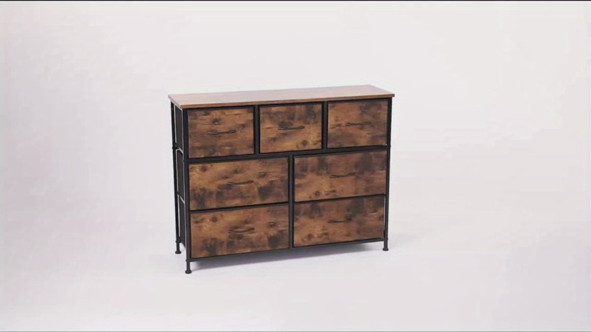 Fabric Drawer Storage Cabinet for Office or Bedroom, Lightweight Wardrobe Organizer with Integrated Slide Rails in Black, Rust or Gray