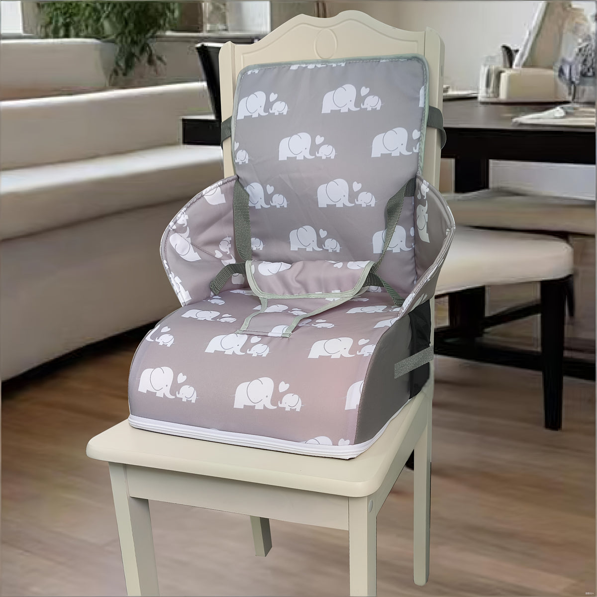 Children's Dining Booster Cushion with Backrest, Foldable Portable Chair Seat Pad with Removable Washable Cover for Home and Outdoor Meals