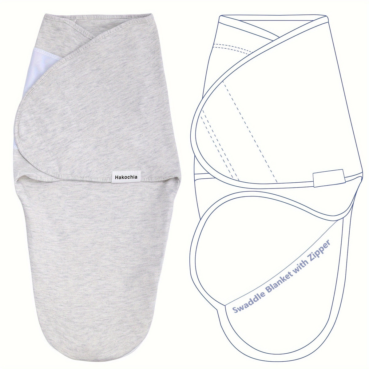 Zip-Up Baby Swaddle Blankets 3-Pack, Easy-Change Zipper Swaddles for Baby Boys, Soft All-Season Infant Wraps, Convenient Diaper Change Design, Great Baby Shower Gift Set