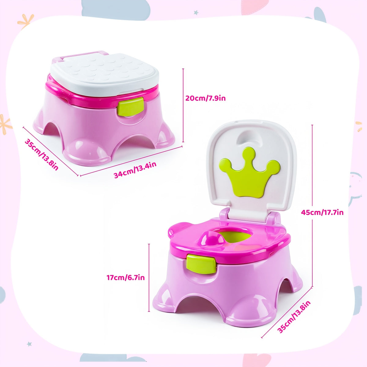 Toddler Potty Chair 3-in-1 Toilet Training Set with Removable Seat Ring and Step Stool for Boys and Girls Learning Independent Bathroom Routines