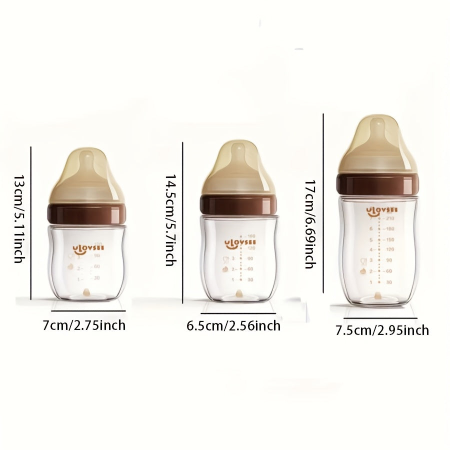 Borosilicate Glass Baby Bottles, Wide-Neck Feeding Bottle with Bottom Air Balance Valve, 4 oz, 5 oz and 8 oz Options for Daily Infant Feeding