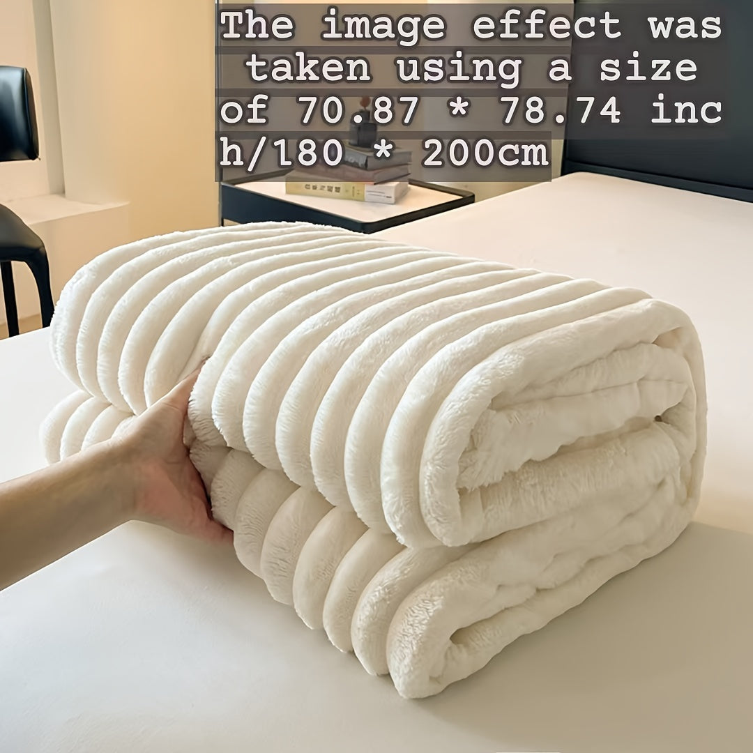 Faux Rabbit Fur Bed Blanket in Solid Colors, Soft Cozy Oversized Throw for Family Sofa and Bedroom Decor with Multiple Sizes from 59 x 79 to 90 x 102 Inches