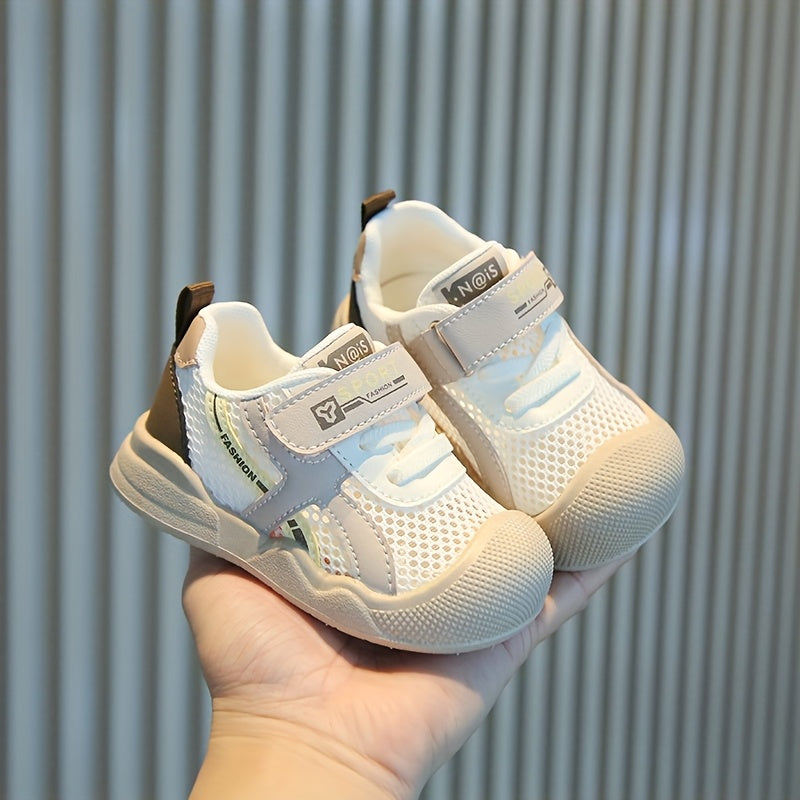Toddler Mesh Walking Shoes for Boys and Girls, Breathable Spring & Summer Baby Sneakers for Kindergarten, Available in Pink, Camel and Blue, US 4-9 Toddler Sizes