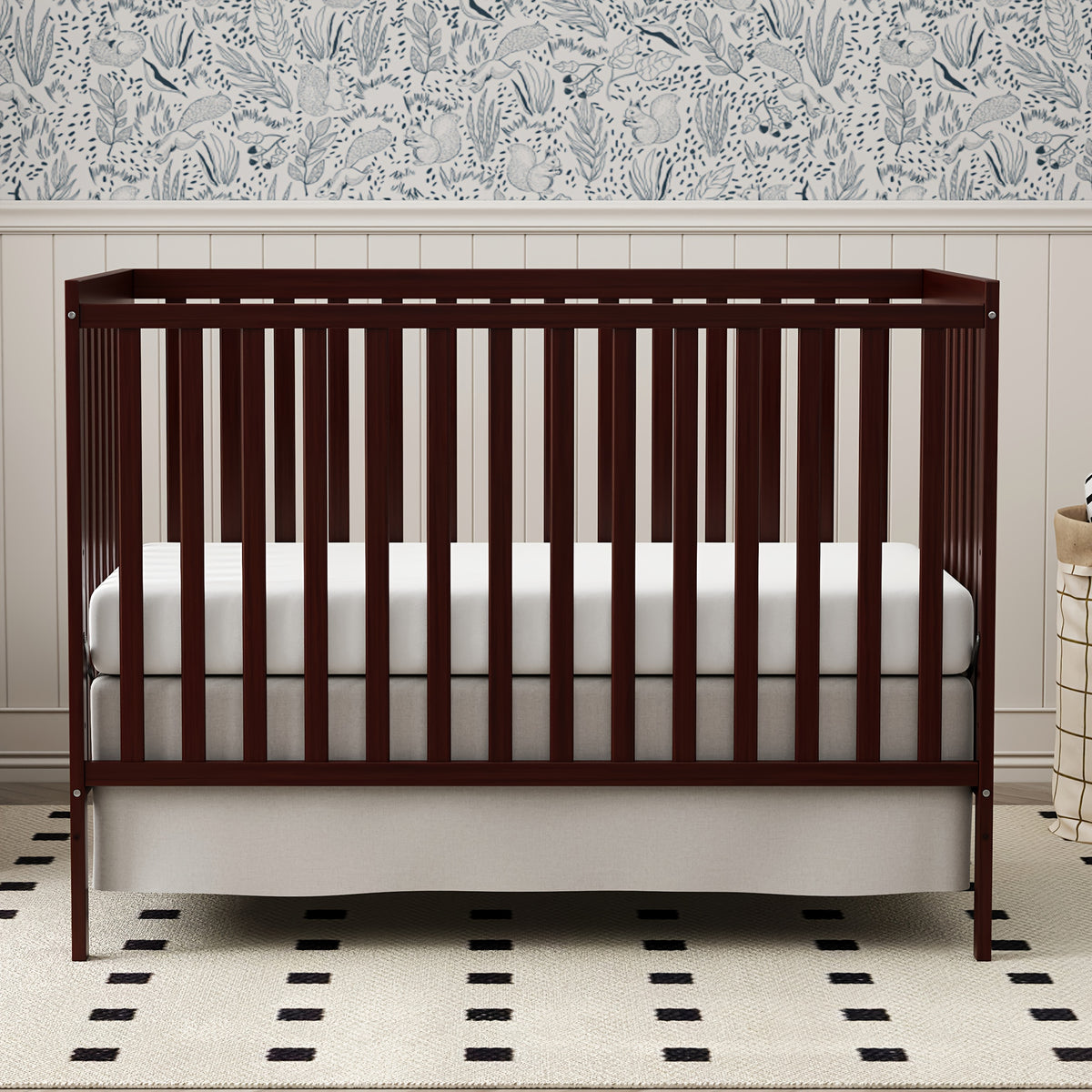 5-in-1 Convertible Crib by Goldzone, New Zealand Pine Wood Baby Crib with 4 Adjustable Mattress Heights, Toddler, Daybed and Full-Bed Options